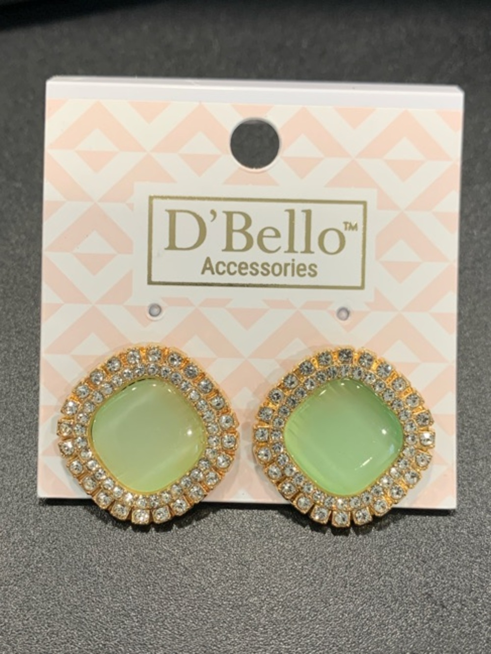 Green Glass Halo Stud Earrings